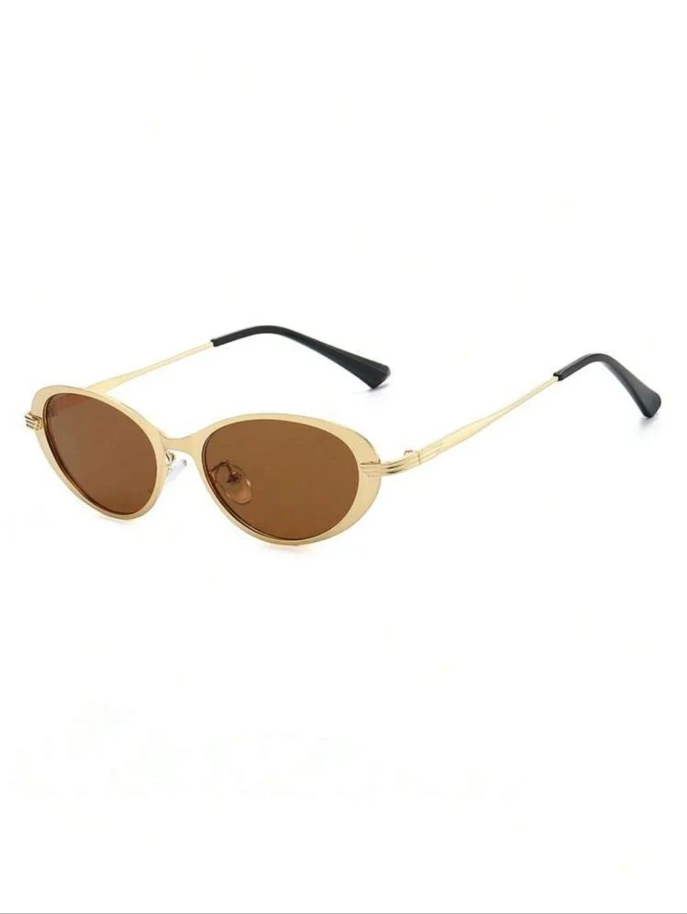 Gold Frame Brown Lens Cat-Eye Sunglasses for Women